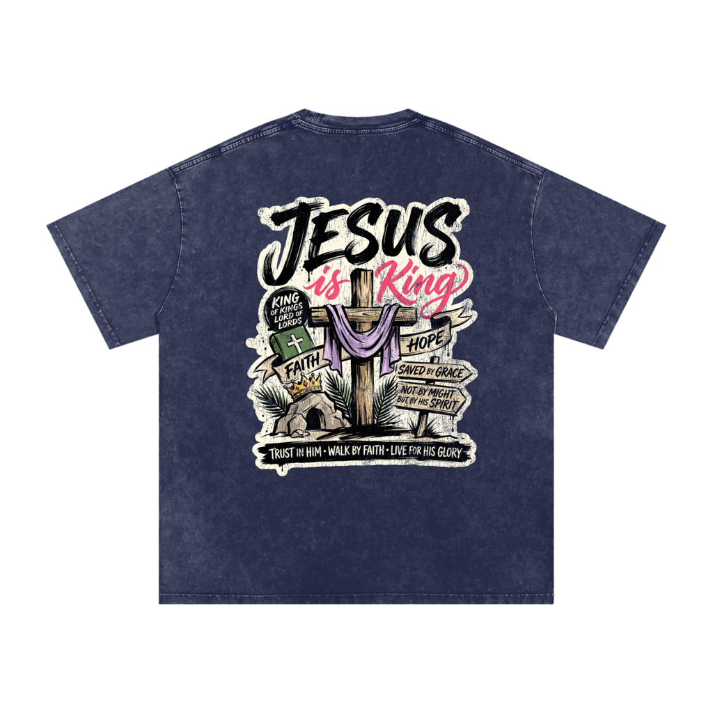 Jesus is King Snow Washed Oversized Cotton T-Shirt