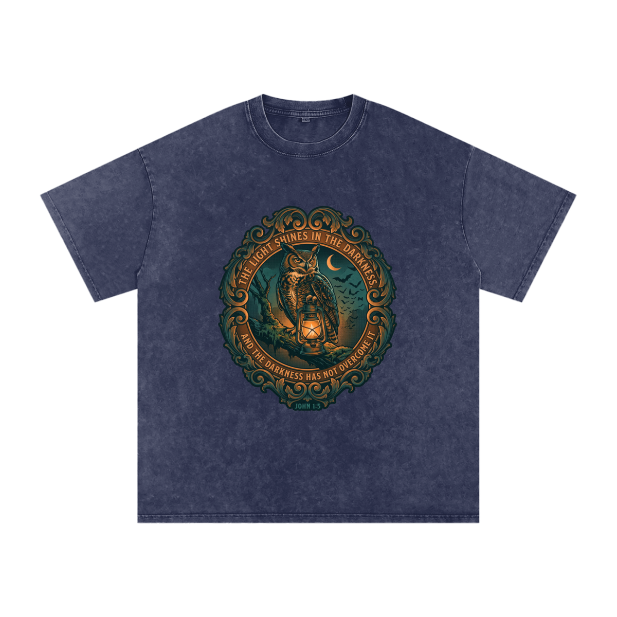 Owl Snow Washed Oversized Cotton T-Shirt