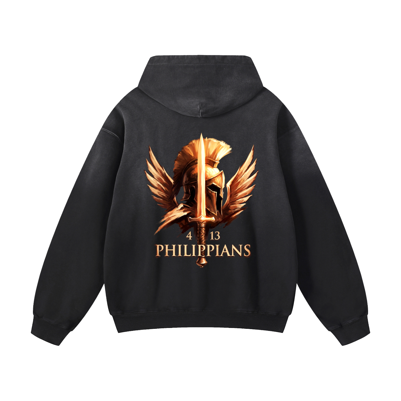 Philippians Helmet and Sword - Heavyweight Sunfade Oversized Hoodie -
