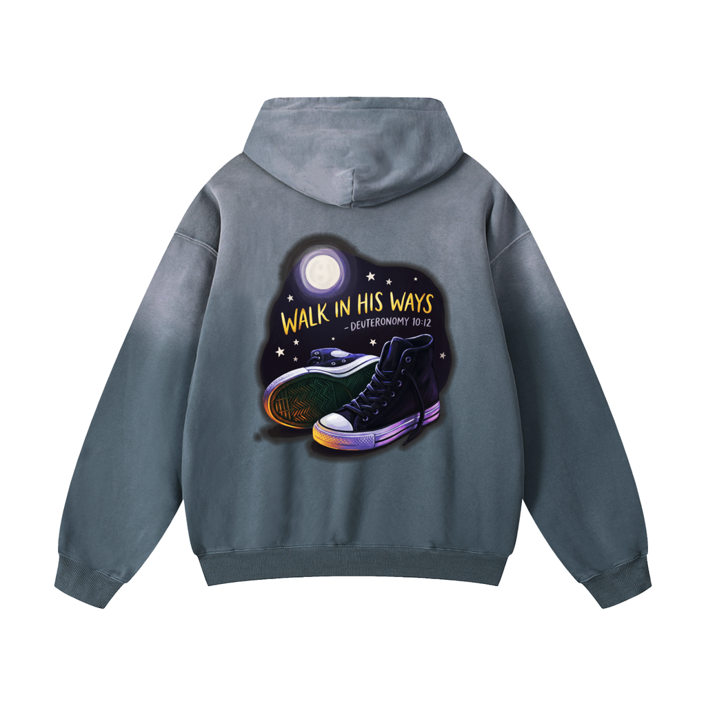 Walk in his ways Heavyweight Sunfade Oversized Hoodie