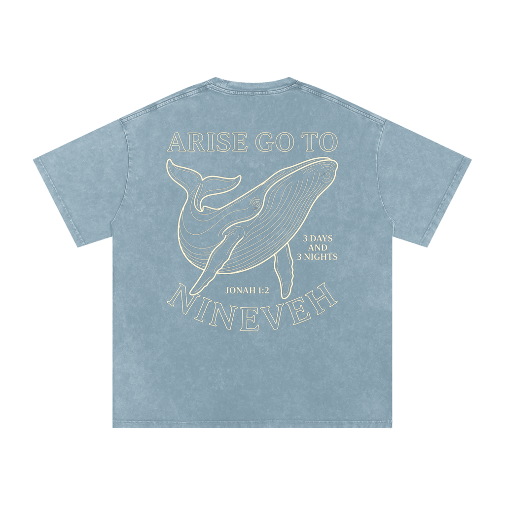 Whale Snow Washed Oversized Cotton T-Shirt
