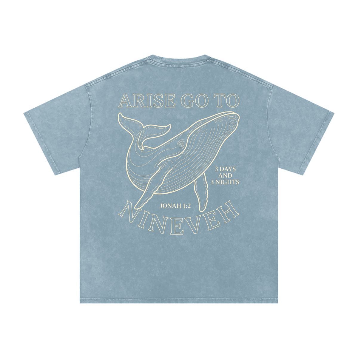 Whale Snow Washed Oversized Cotton T-Shirt