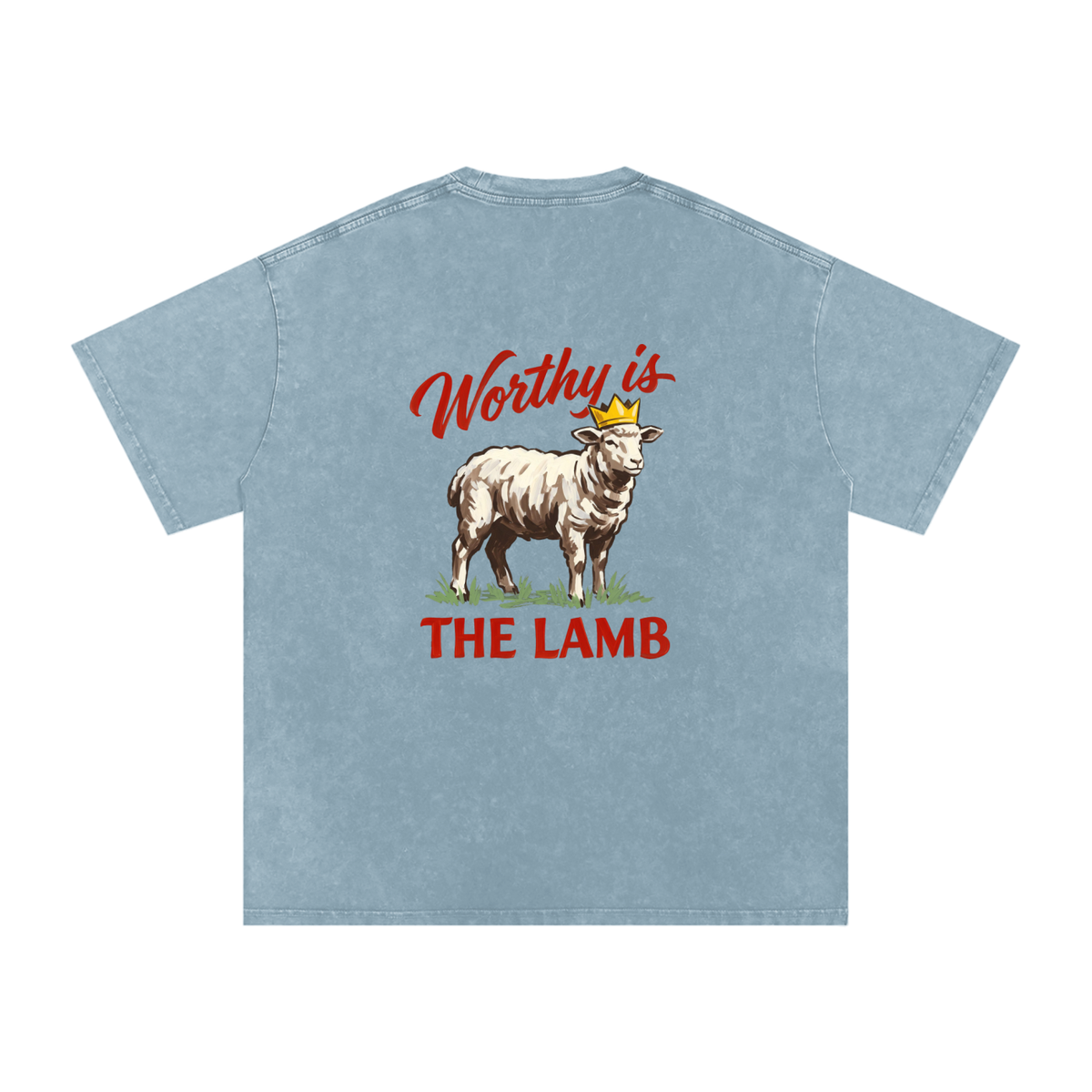 Worthy  is the Lamb Snow Washed Oversized Cotton T-Shirt