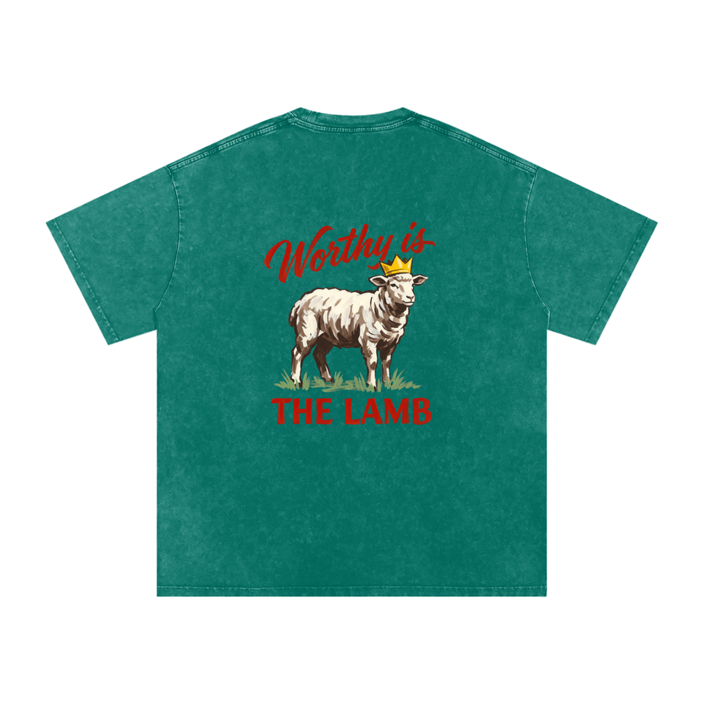 Worthy  is the Lamb Snow Washed Oversized Cotton T-Shirt