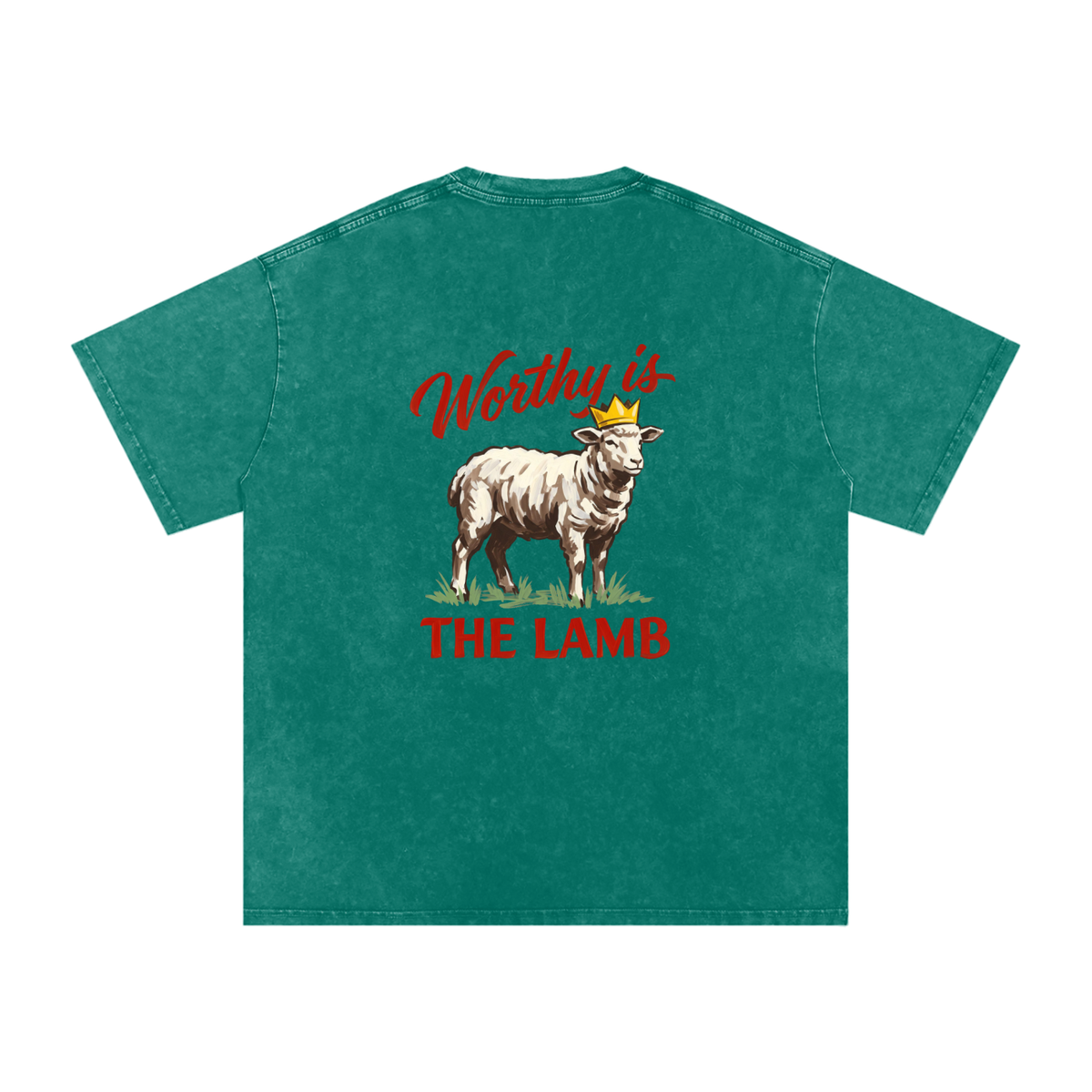 Worthy  is the Lamb Snow Washed Oversized Cotton T-Shirt