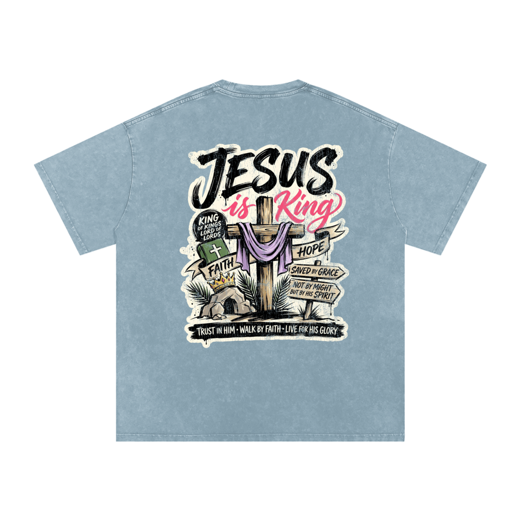 Jesus is King Snow Washed Oversized Cotton T-Shirt