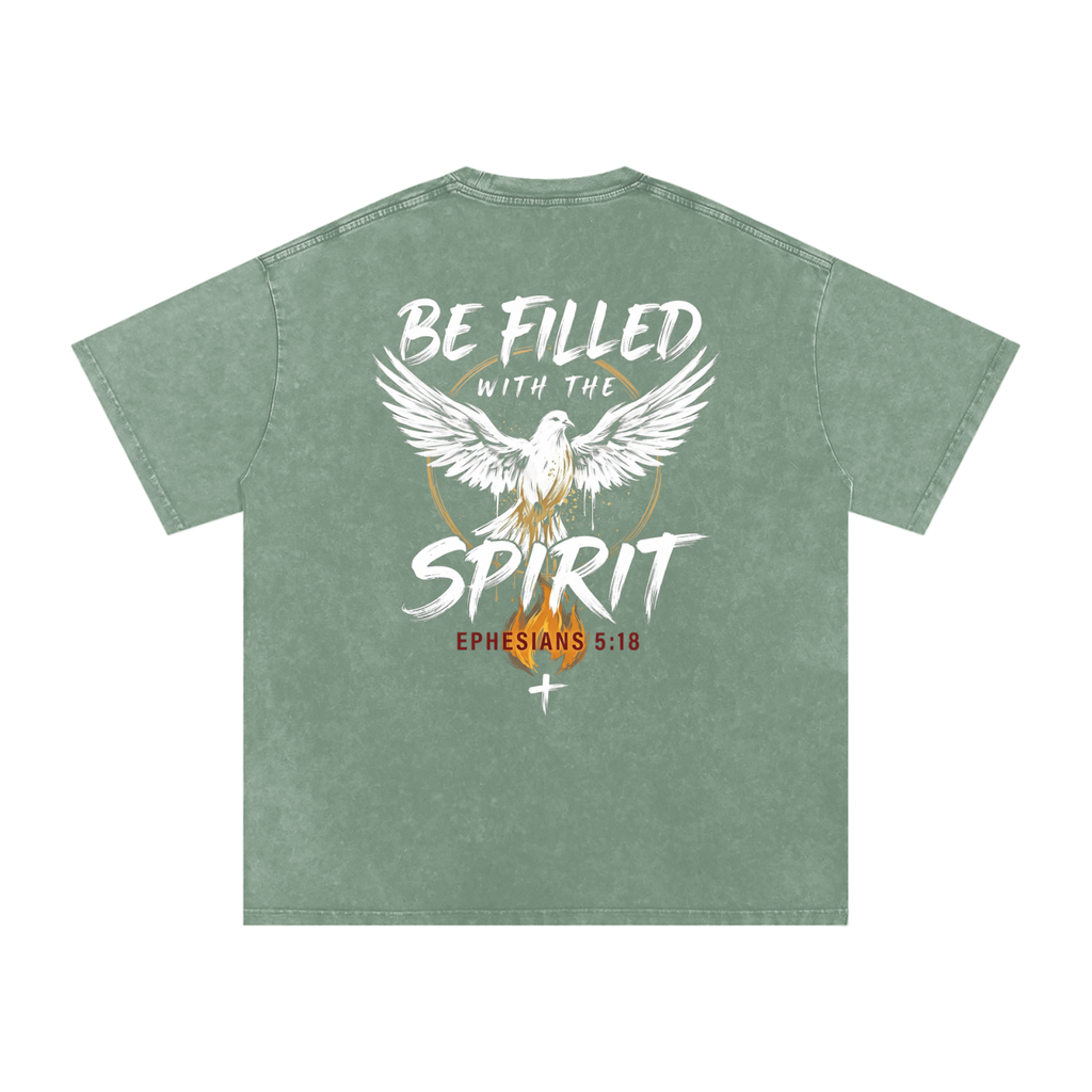Be filled with the Spirt Snow Washed Oversized Cotton T-Shirt