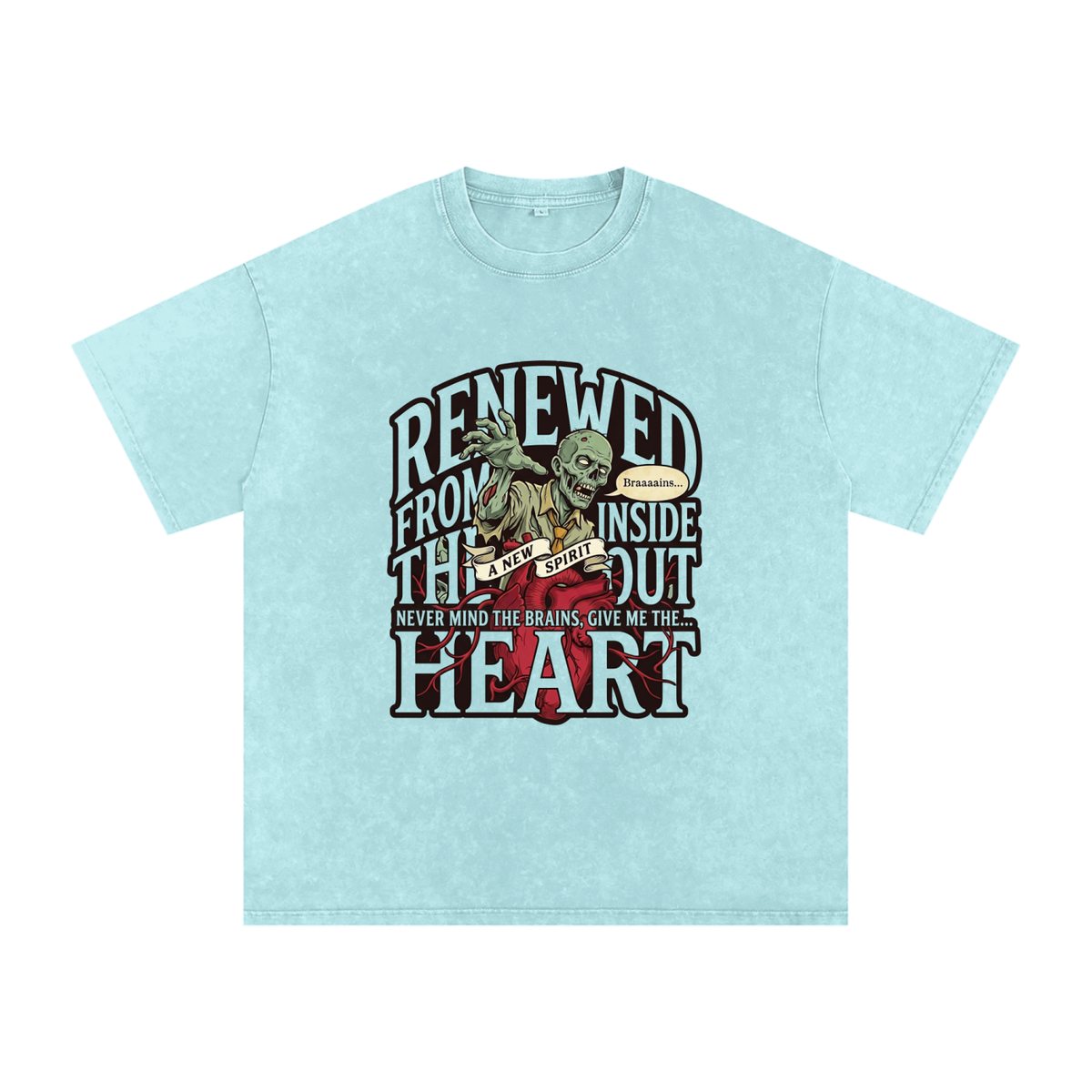 Zombie Snow Washed Oversized Cotton T-Shirt