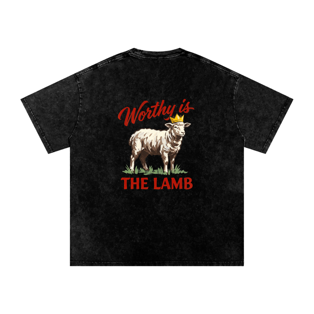 Worthy  is the Lamb Snow Washed Oversized Cotton T-Shirt