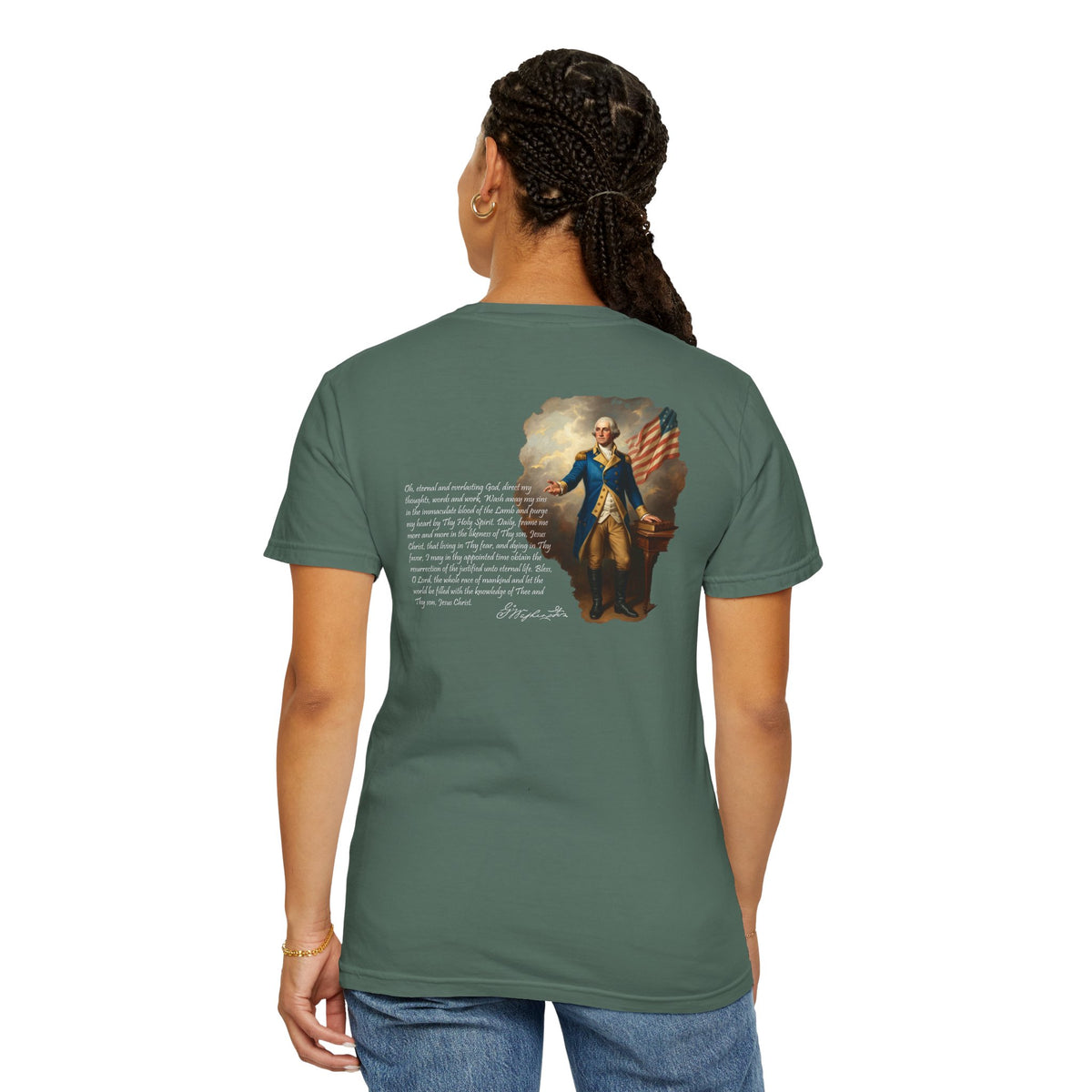 America Graphic T-Shirt — Vintage George Washington Portrait with Patriotic Quote