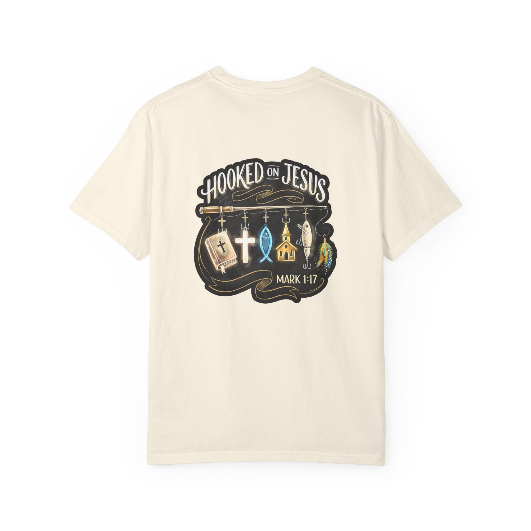 Hooked on Jesus T-Shirt — Christian Faith Graphic Tee (Mark 1:17)