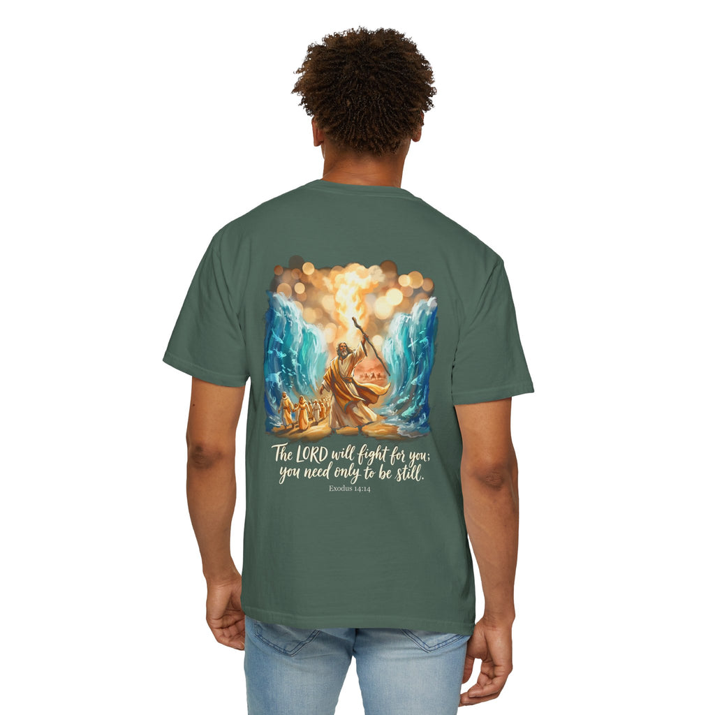 Christian Cross T-Shirt — Exodus 14:14 'The LORD Will Fight for You' Graphic Tee
