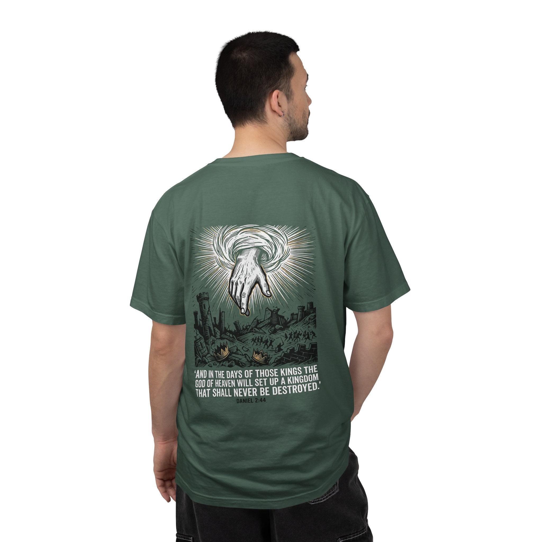 Christian Cross T-Shirt — 'Kingdom That Shall Never Be Destroyed' Graphic Tee