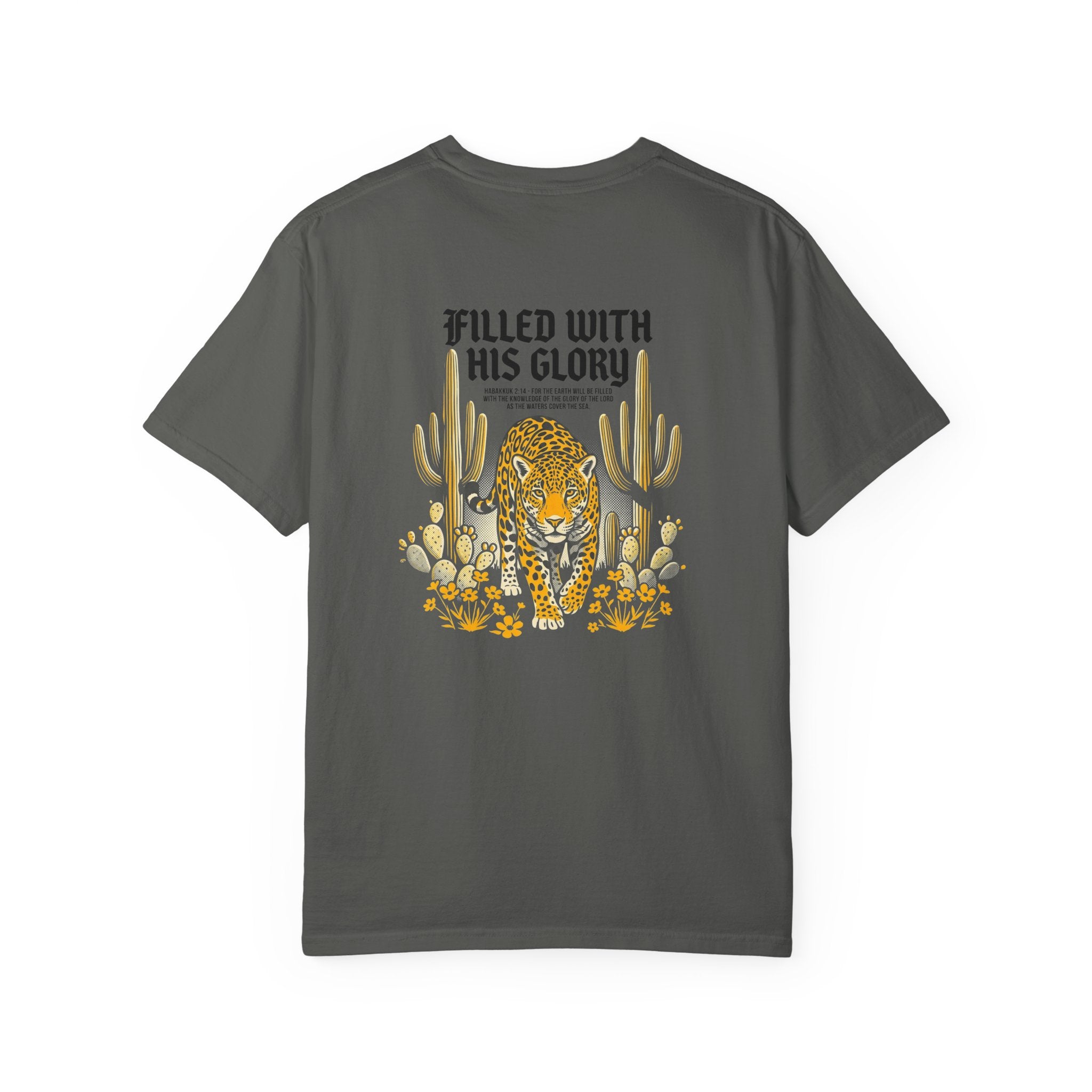 Christian Leopard Desert T-Shirt — "Filled With His Glory" Back Print