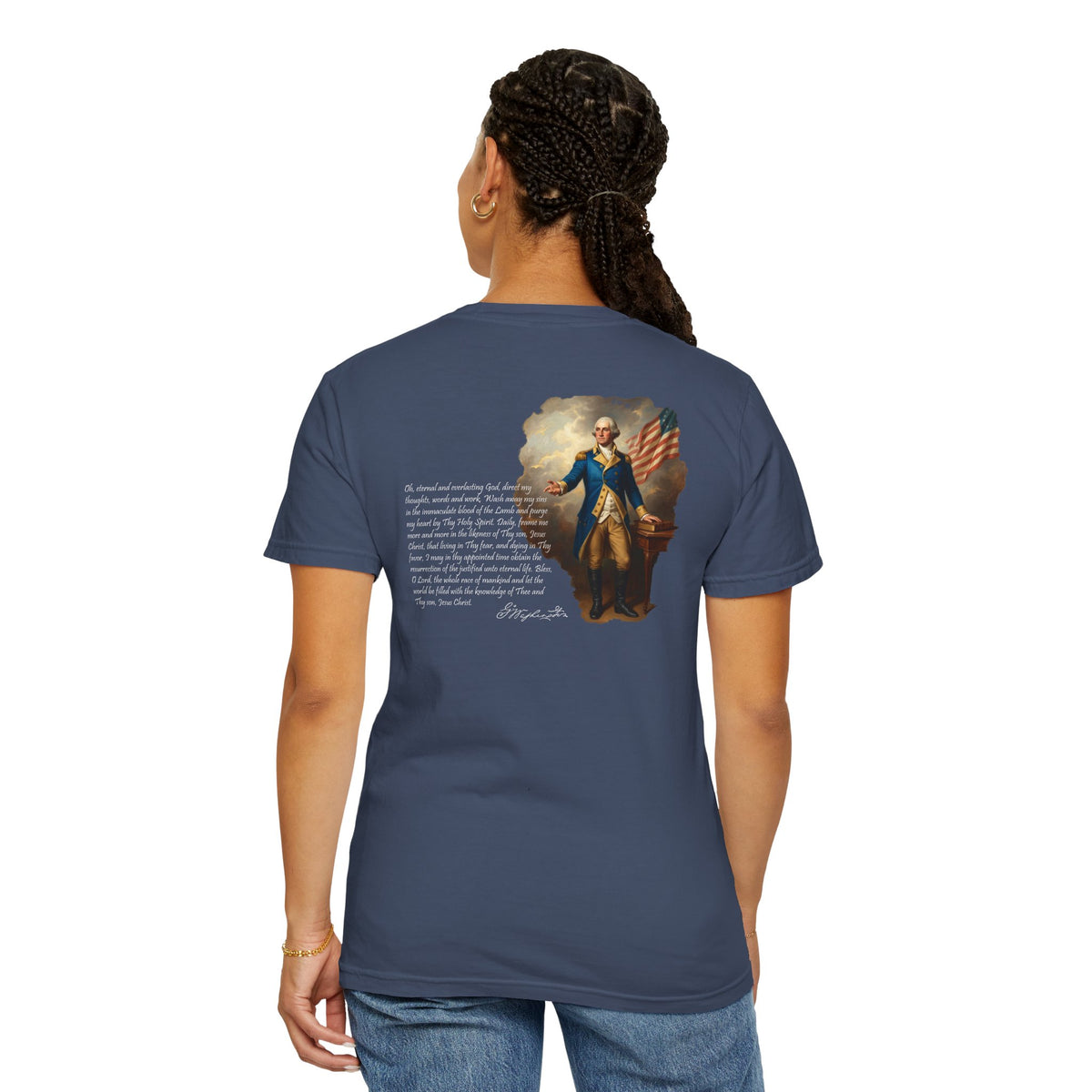 America Graphic T-Shirt — Vintage George Washington Portrait with Patriotic Quote