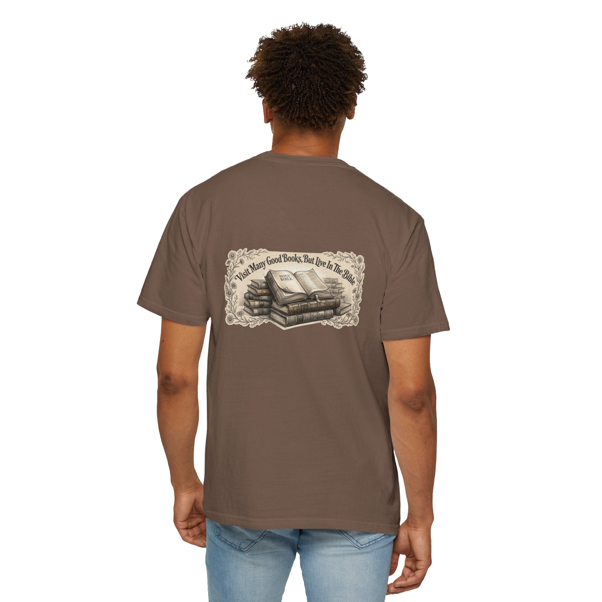 Vintage Stack of Books T-Shirt — "There Are Many Good Books, But This Is The Best"