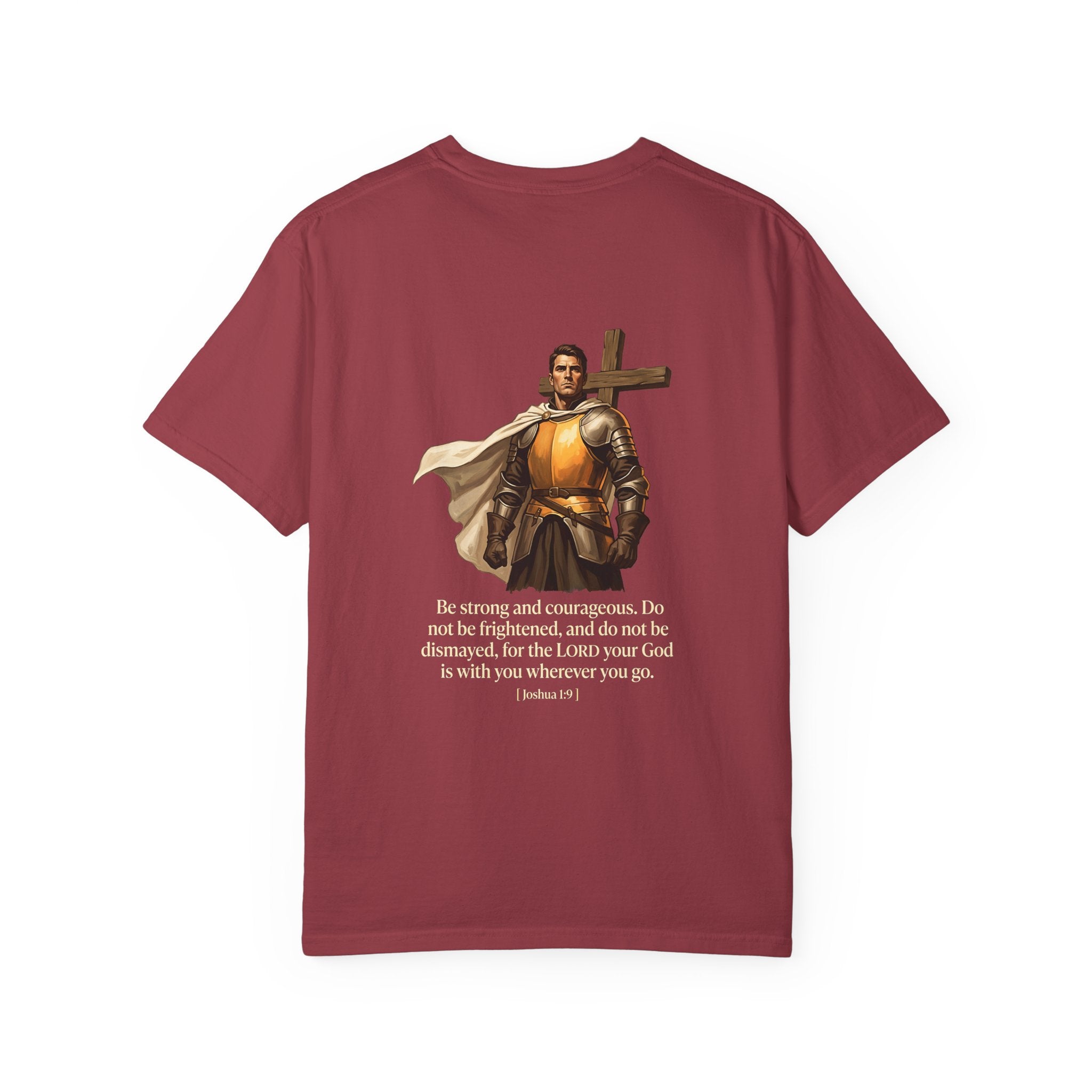 Christian T-Shirt — Joshua 1:9 Cross Knight Graphic Tee