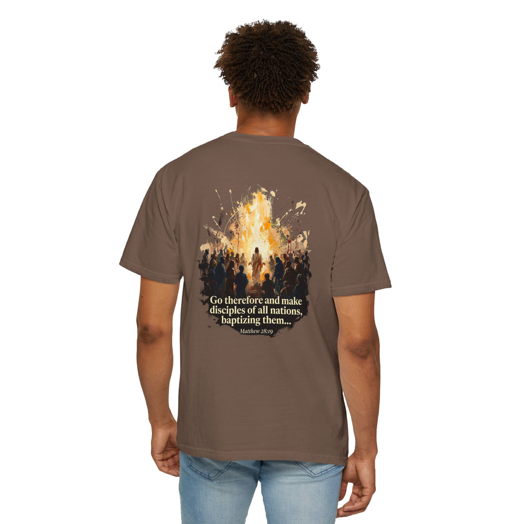 Christian Cross T-Shirt — "Go therefore and make disciples" Baptism Ministry Tee