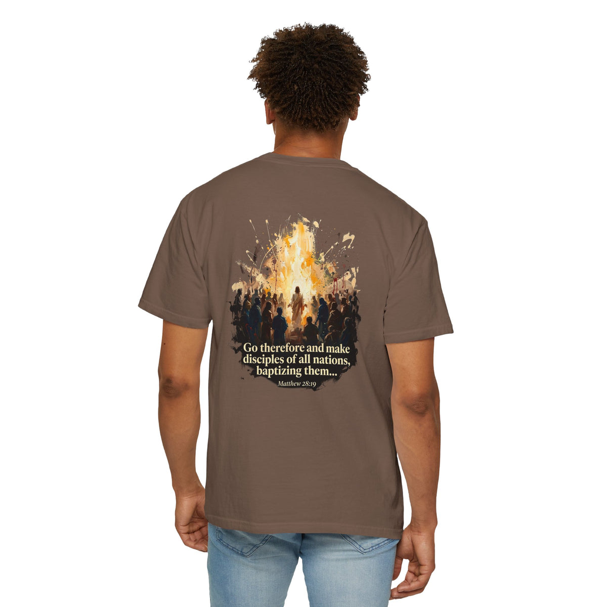 Christian Cross T-Shirt — "Go therefore and make disciples" Baptism Ministry Tee