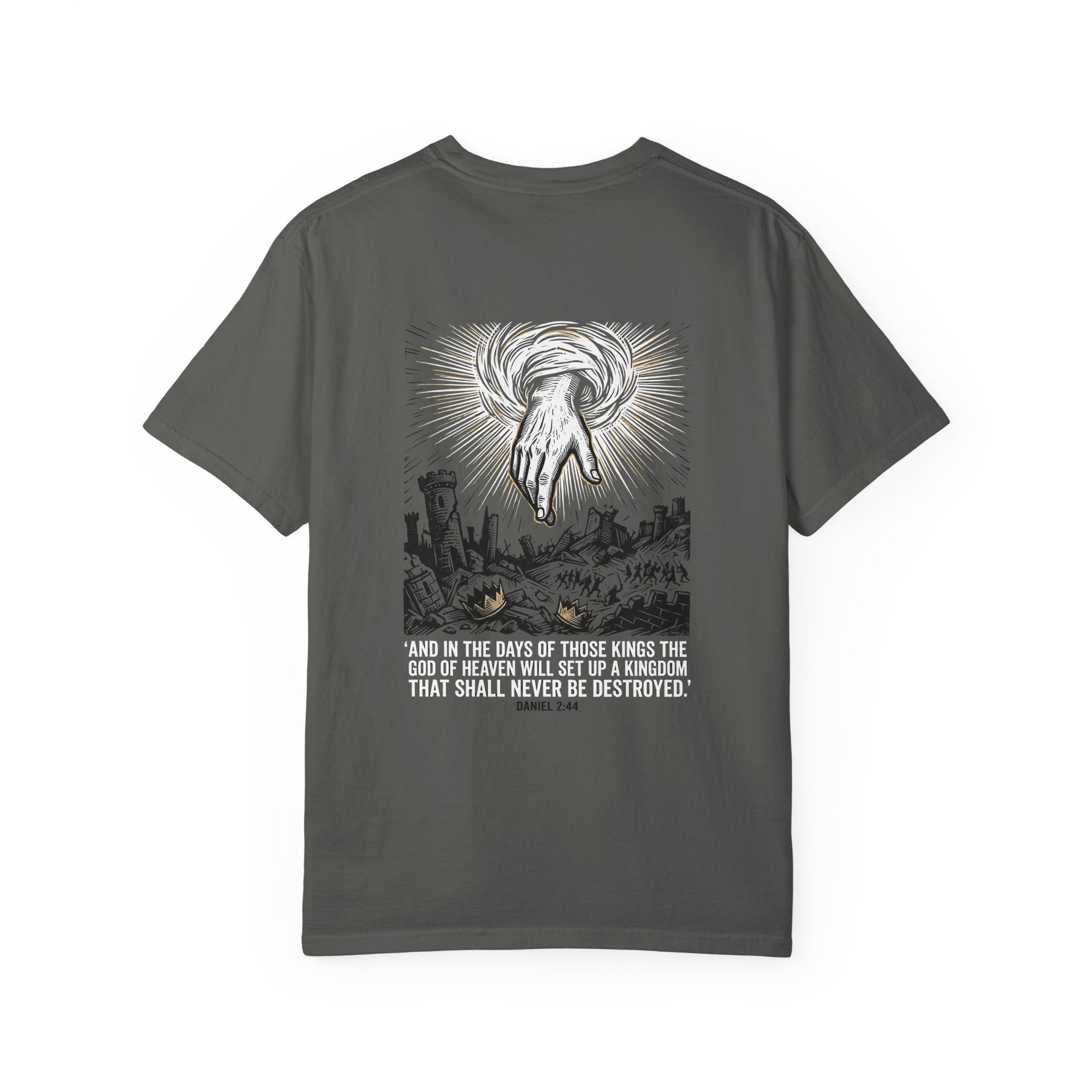 Christian Cross T-Shirt — 'Kingdom That Shall Never Be Destroyed' Graphic Tee