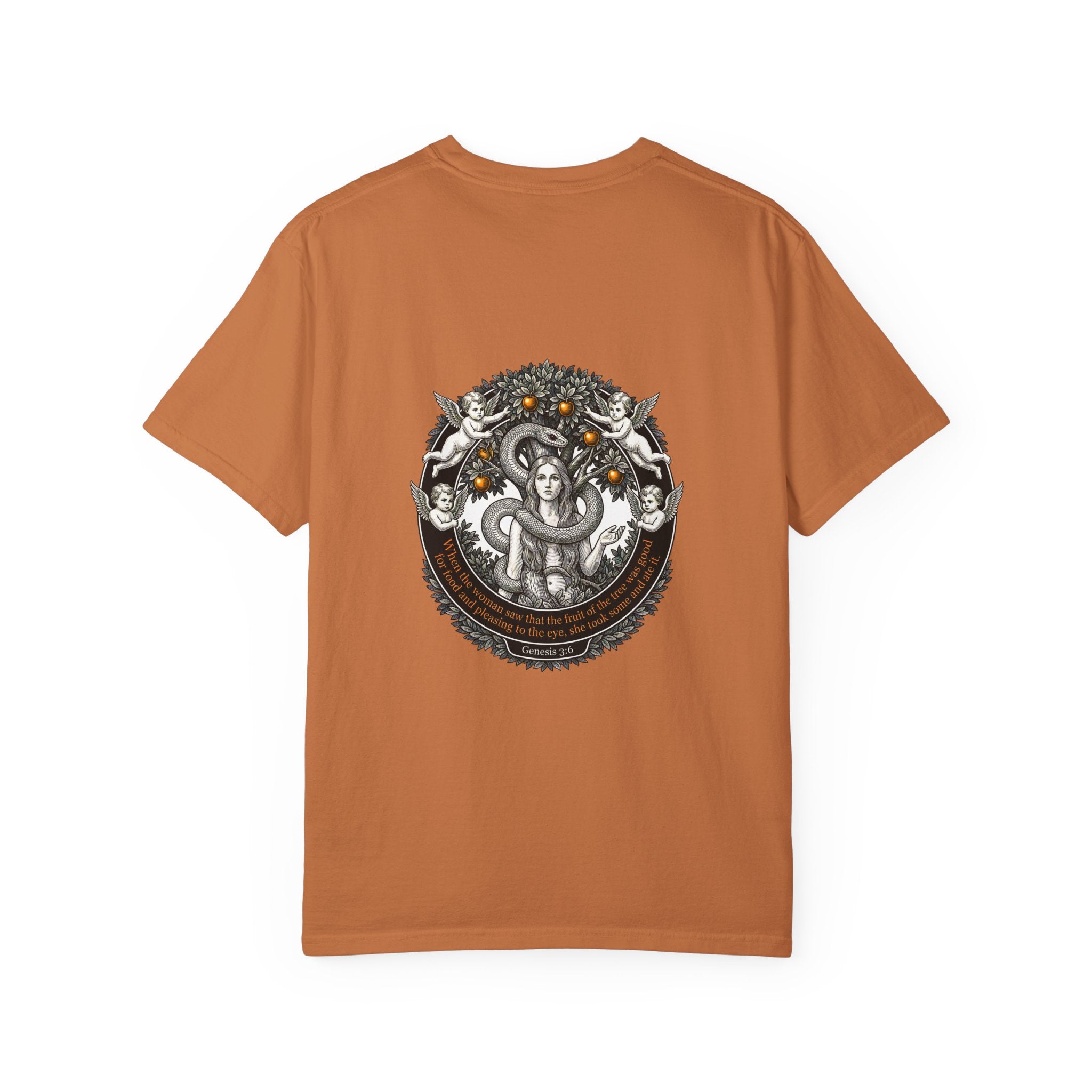 Religious Graphic T-Shirt — Vintage Cross Front & Ornate Back Illustration