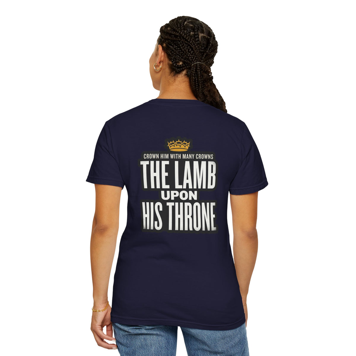 Christian Cross T-Shirt — "The Lamb Upon His Throne" Graphic Tee