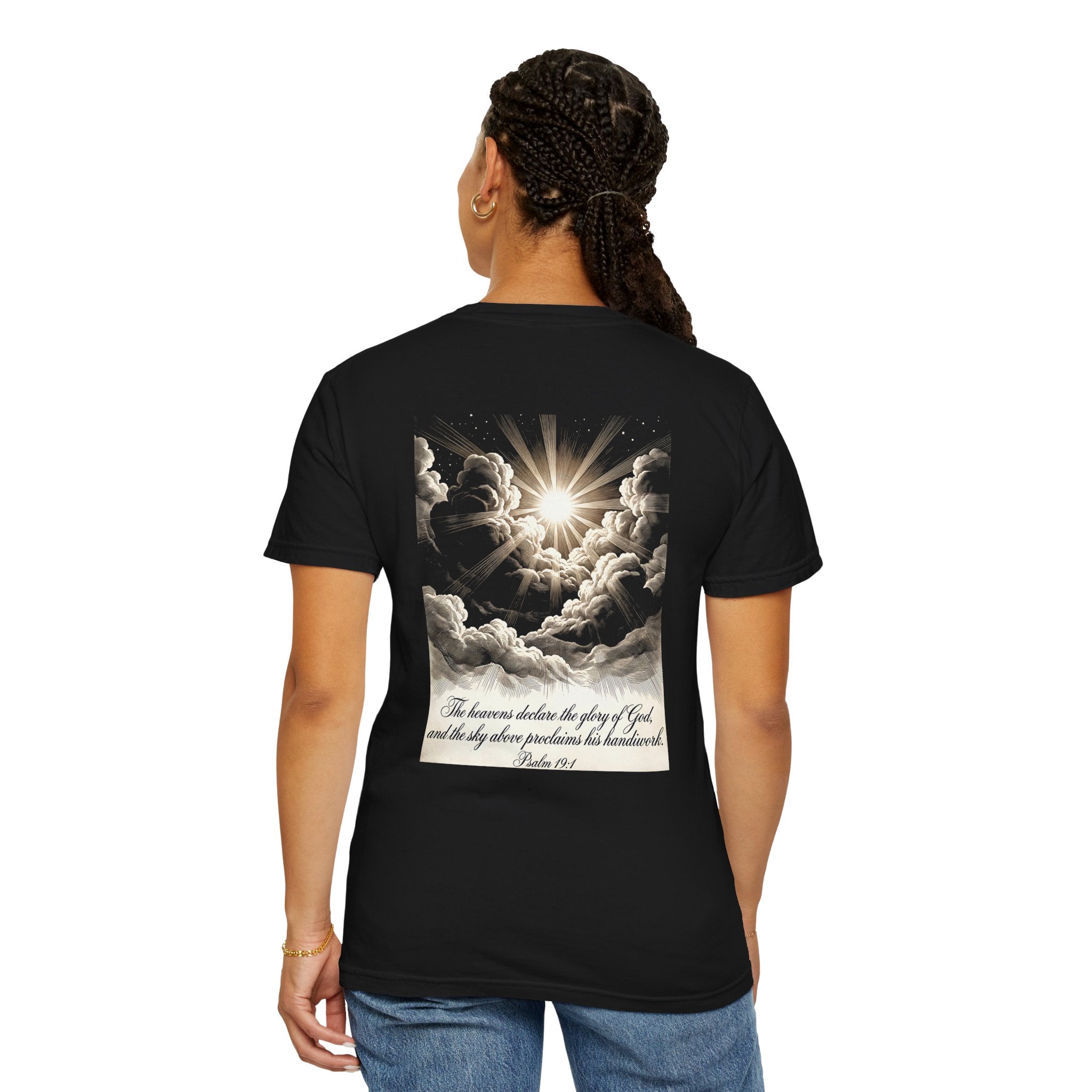 Christian Cross T-Shirt — Inspirational 'The heavens declare the glory of God' Graphic Tee
