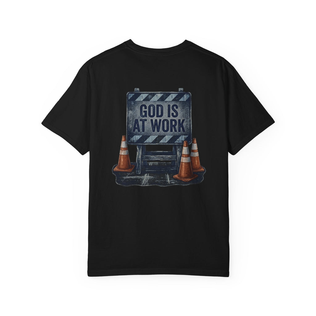 denim god is at work T-shirt | Christian Cross Tee