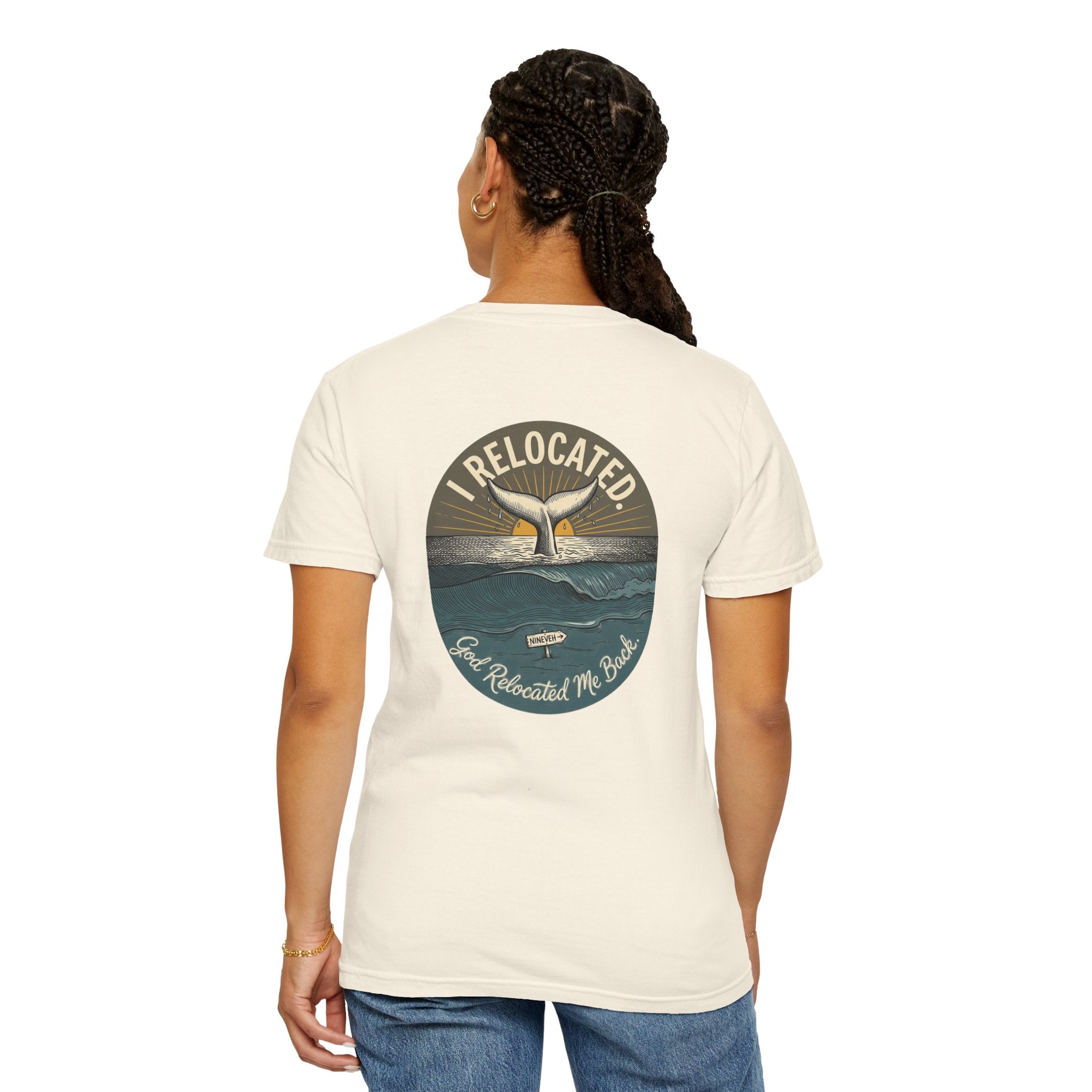 Relocated Whale Tail T-Shirt — “I Relocated” Retro Ocean Graphic Tee