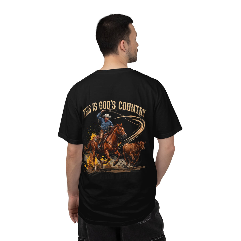 Christian Cowboy T-Shirt — "This Is God's Country" Psalm 96:11 Garment-Dyed Tee