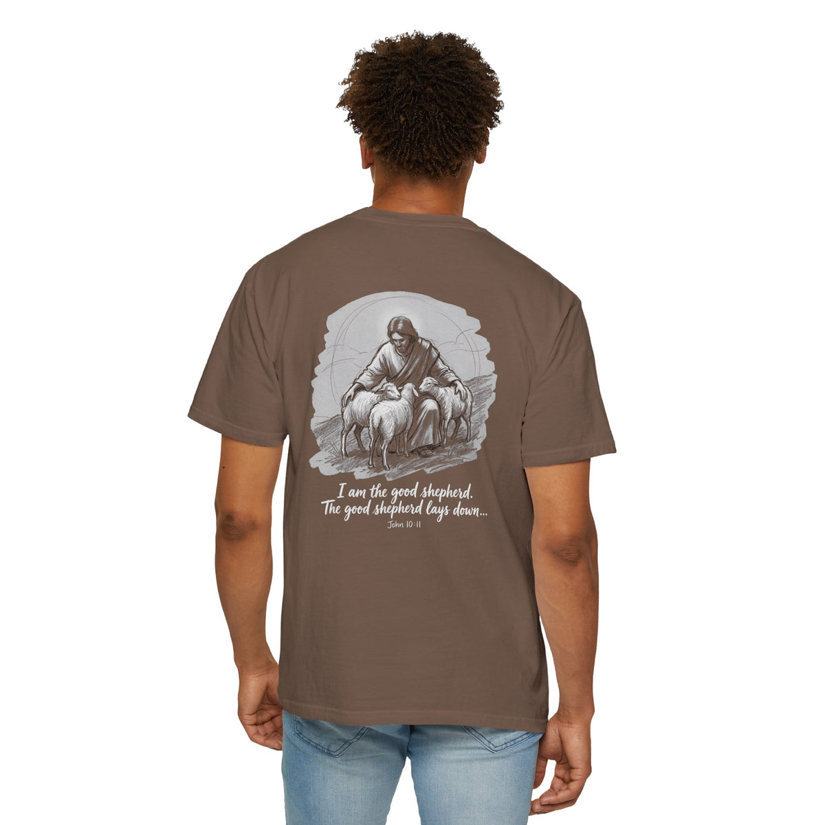 Christian T-Shirt — 'I Am the Good Shepherd' Graphic Tee with Cross