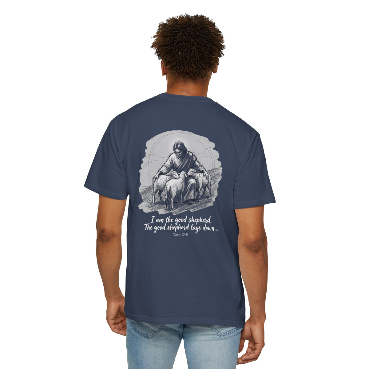 Christian T-Shirt — 'I Am the Good Shepherd' Graphic Tee with Cross