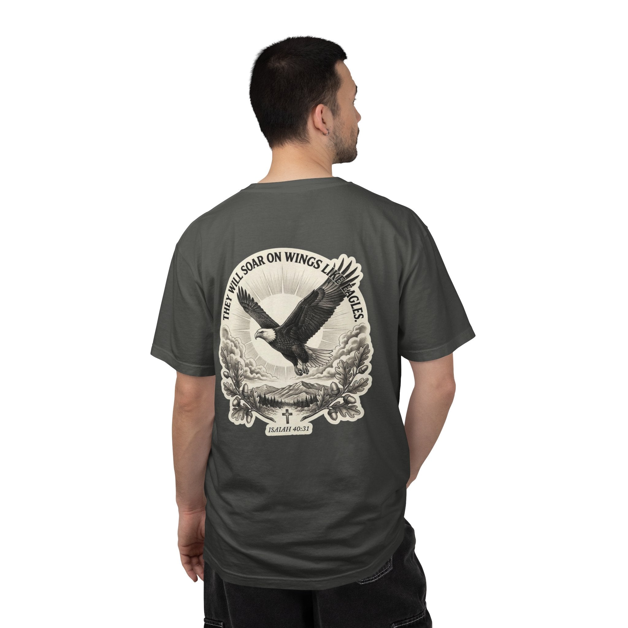Eagle Cross T‑Shirt — 'They Will Soar on Wings' Christian Graphic Tee