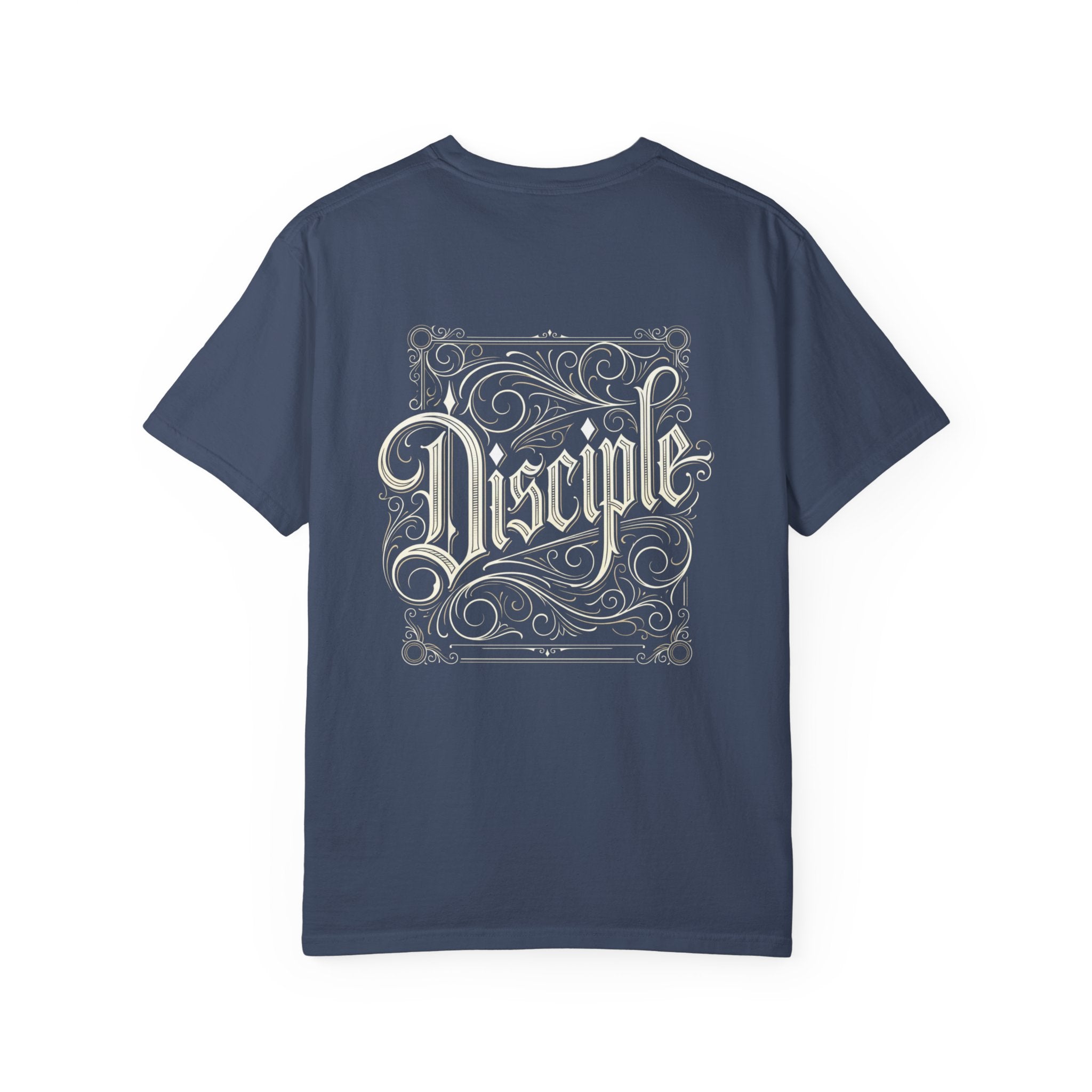 Disciple Cross T‑Shirt — Vintage Script Back Graphic Christian Tee