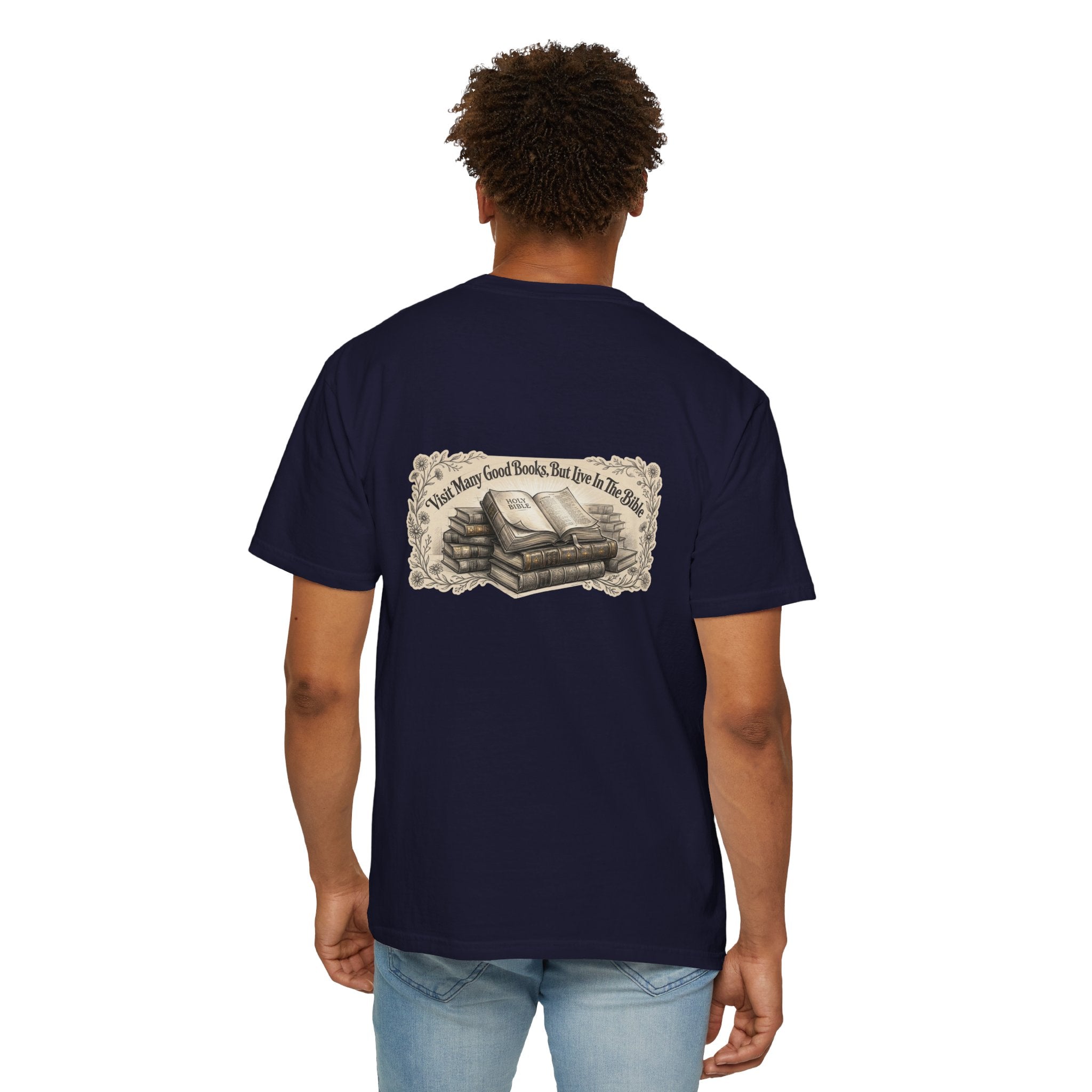 Vintage Stack of Books T-Shirt — "There Are Many Good Books, But This Is The Best"