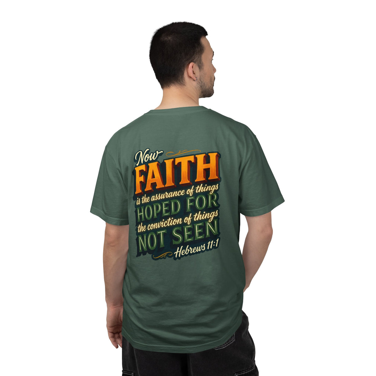 Faith Cross T-Shirt — 'Now Faith' Hebrews 11:1 Scripture Tee