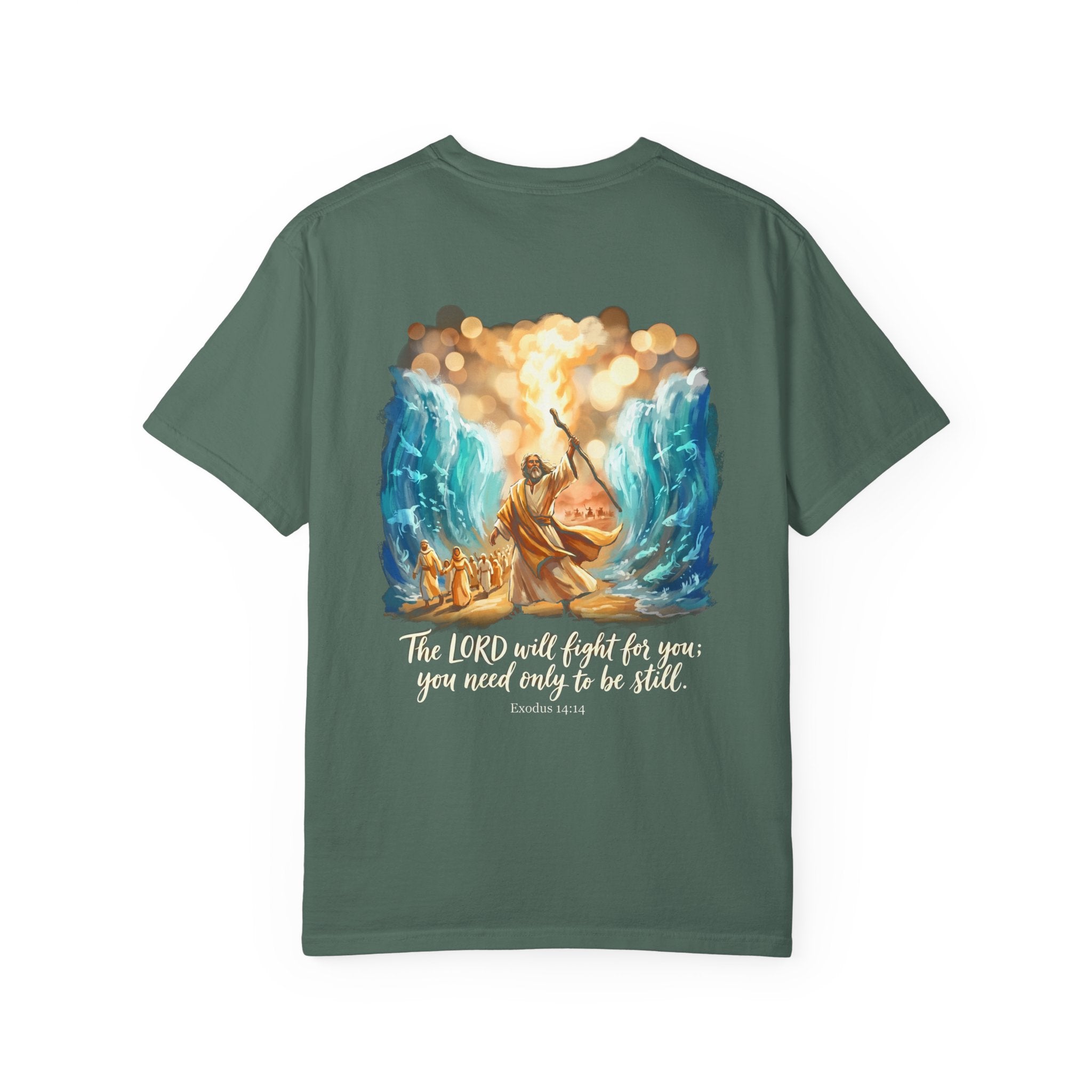 Christian Cross T-Shirt — Exodus 14:14 'The LORD Will Fight for You' Graphic Tee