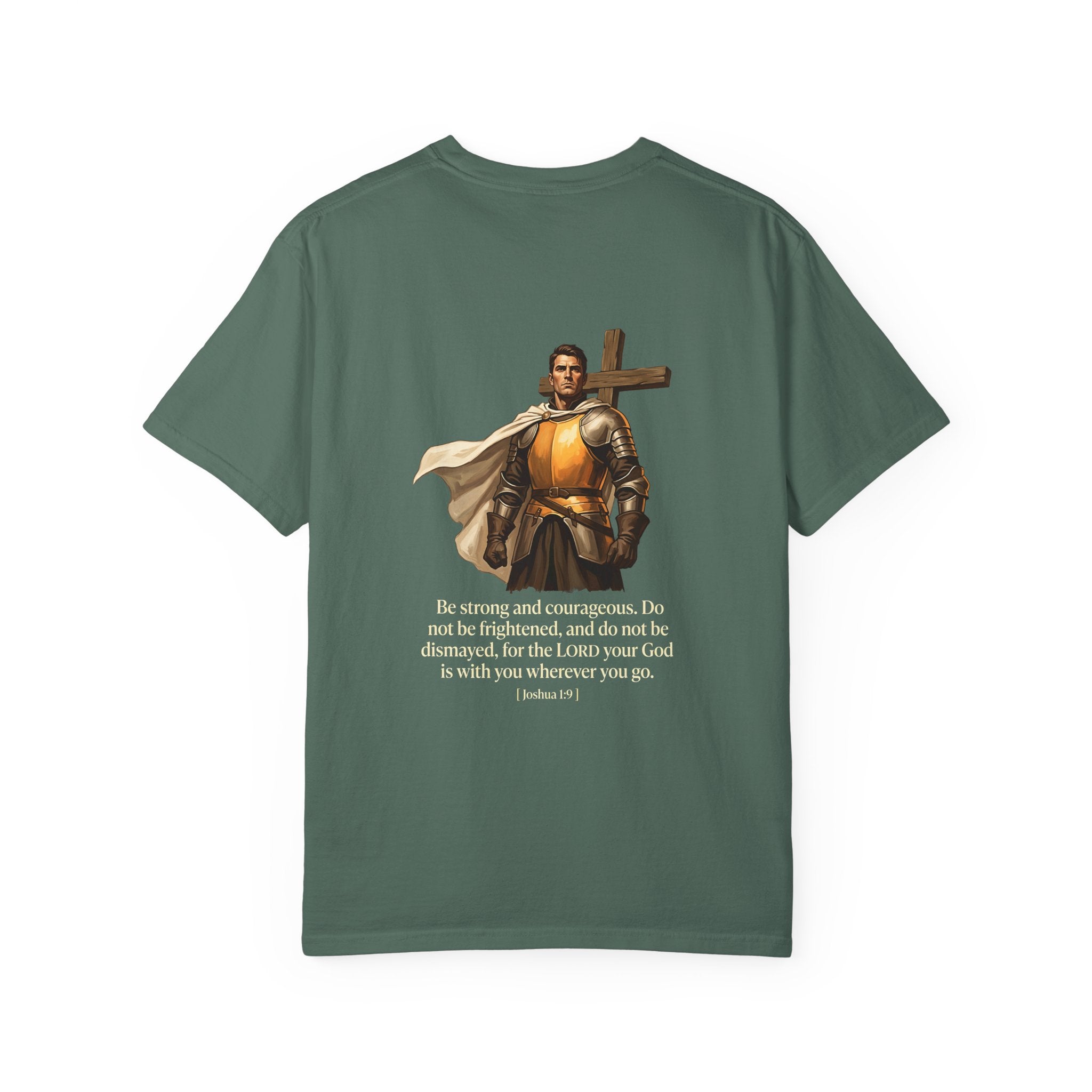 Christian T-Shirt — Joshua 1:9 Cross Knight Graphic Tee