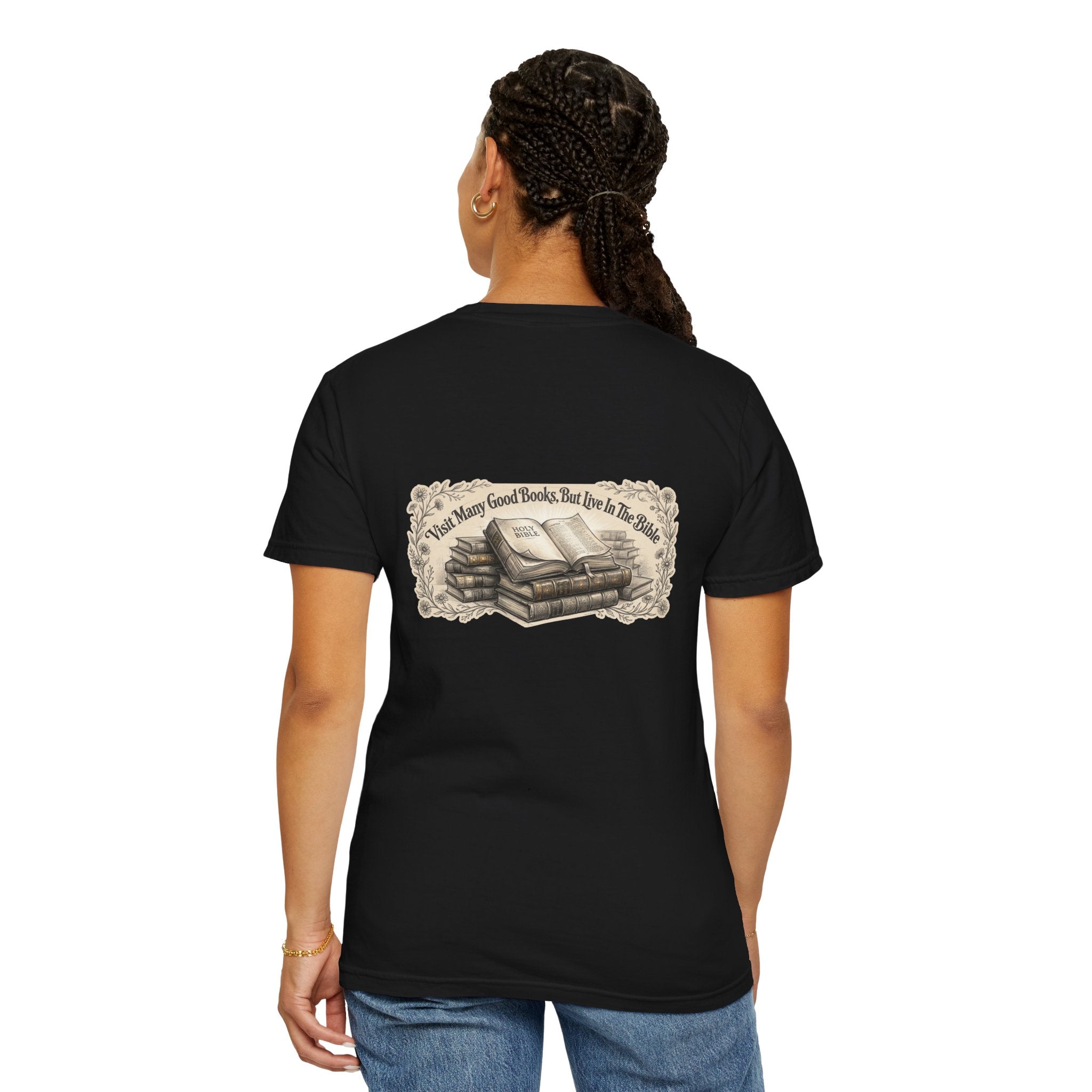 Vintage Stack of Books T-Shirt — "There Are Many Good Books, But This Is The Best"