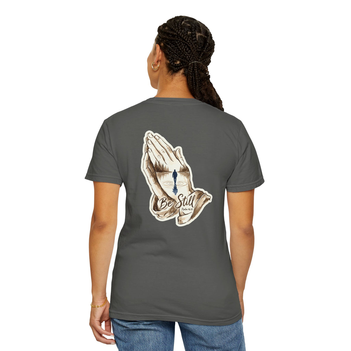 Be Still Prayer T-Shirt — Christian Faith Graphic Tee with Crosses
