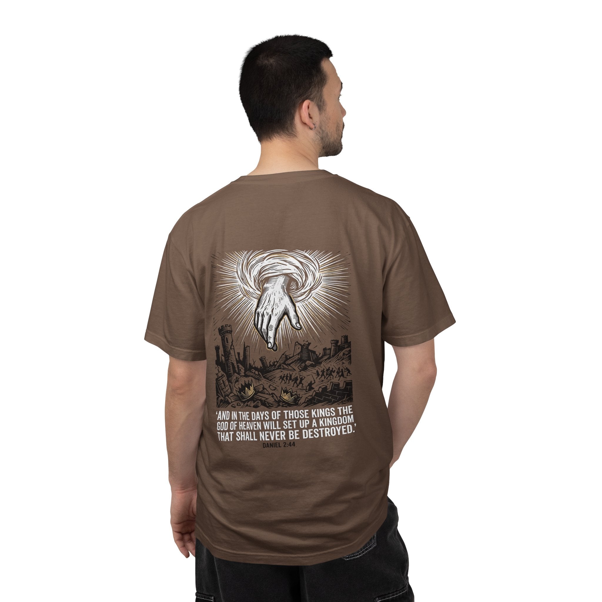 Christian Cross T-Shirt — 'Kingdom That Shall Never Be Destroyed' Graphic Tee