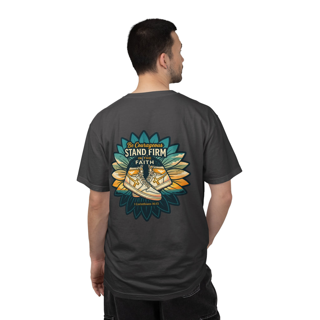 Faith Cross T‑Shirt — "Be Courageous, Stand Firm" Graphic Tee