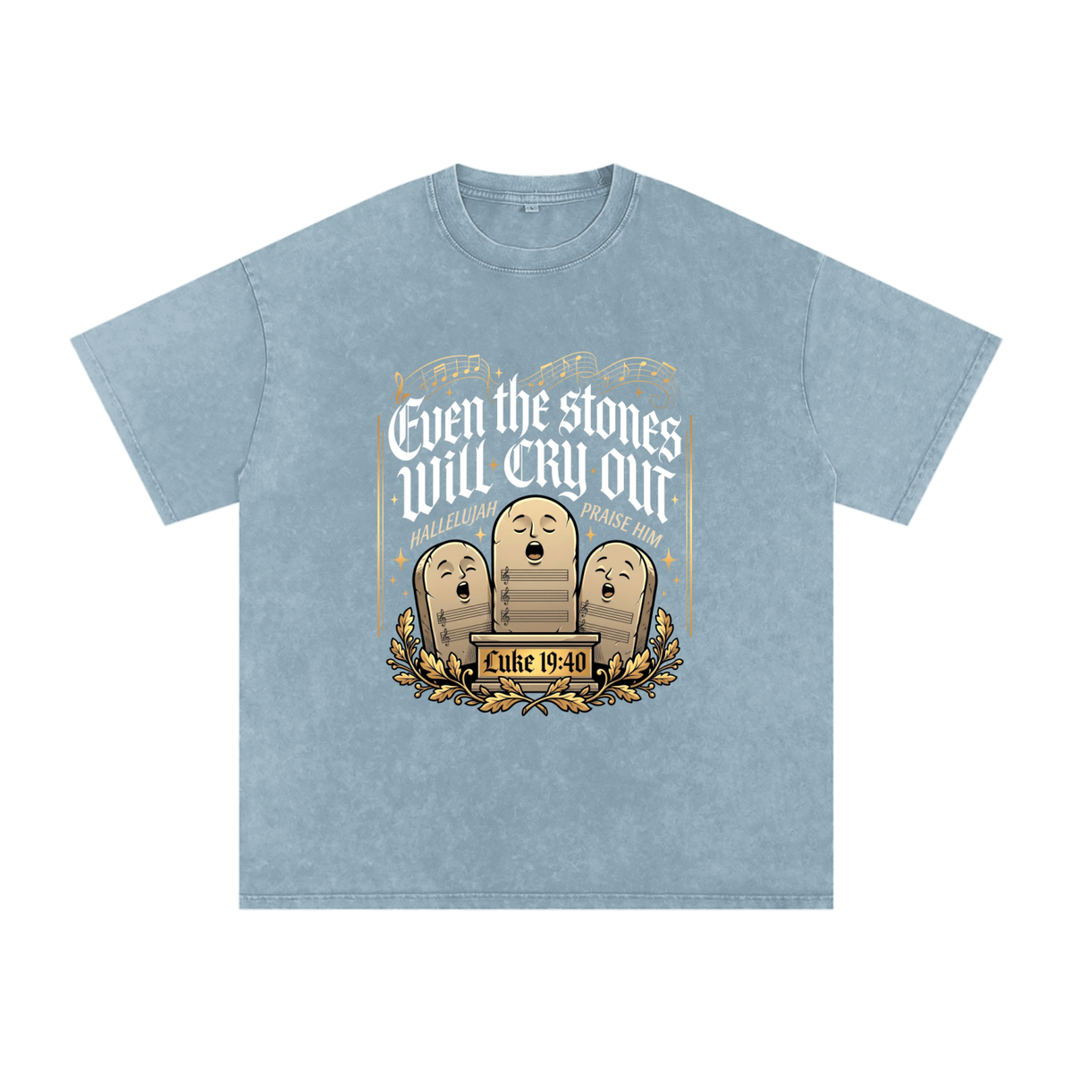 Stones Snow Washed Oversized Cotton T-Shirt