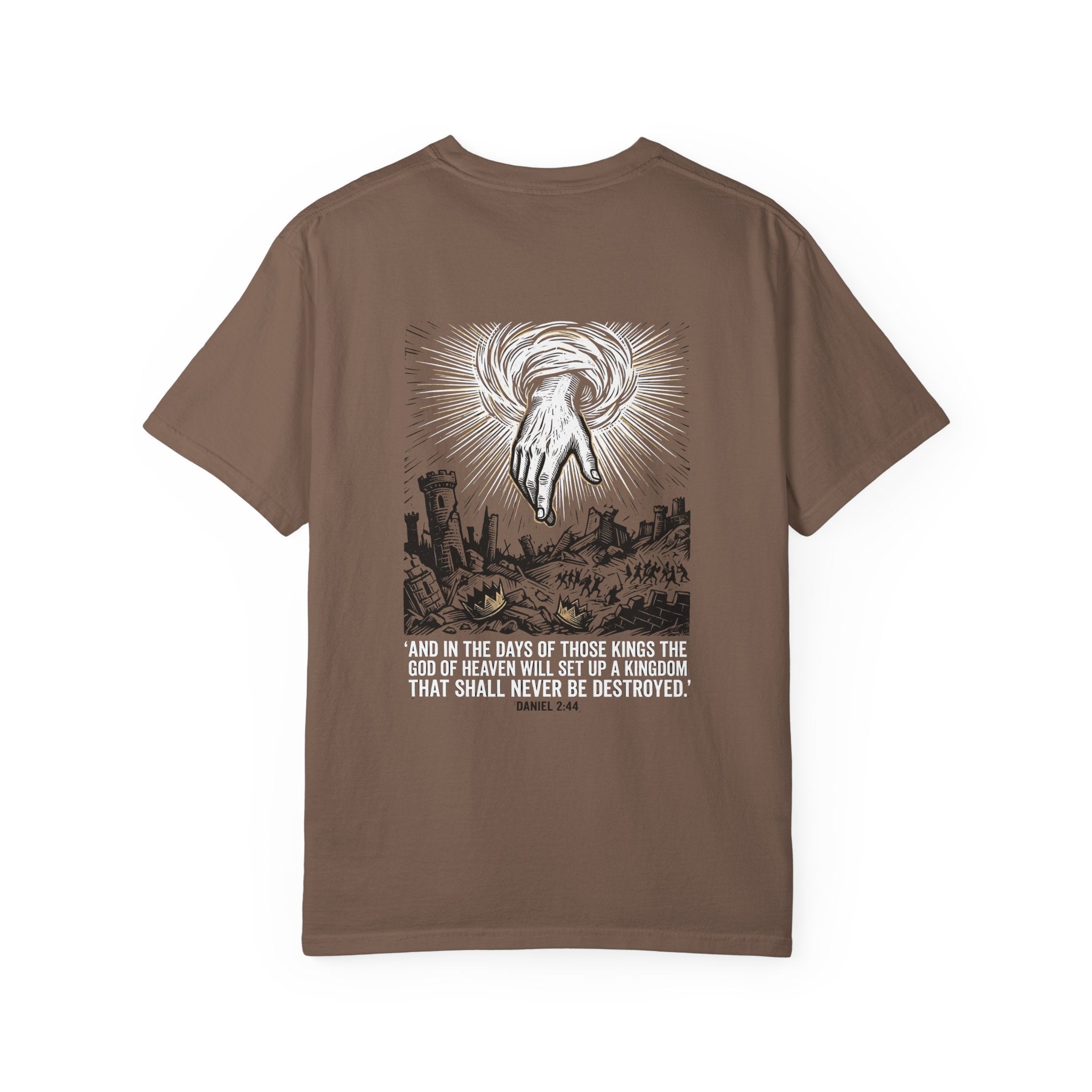 Christian Cross T-Shirt — 'Kingdom That Shall Never Be Destroyed' Graphic Tee