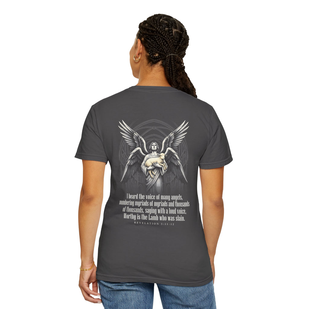 Christian Angel Cross T-Shirt — Inspirational Scripture Back Graphic