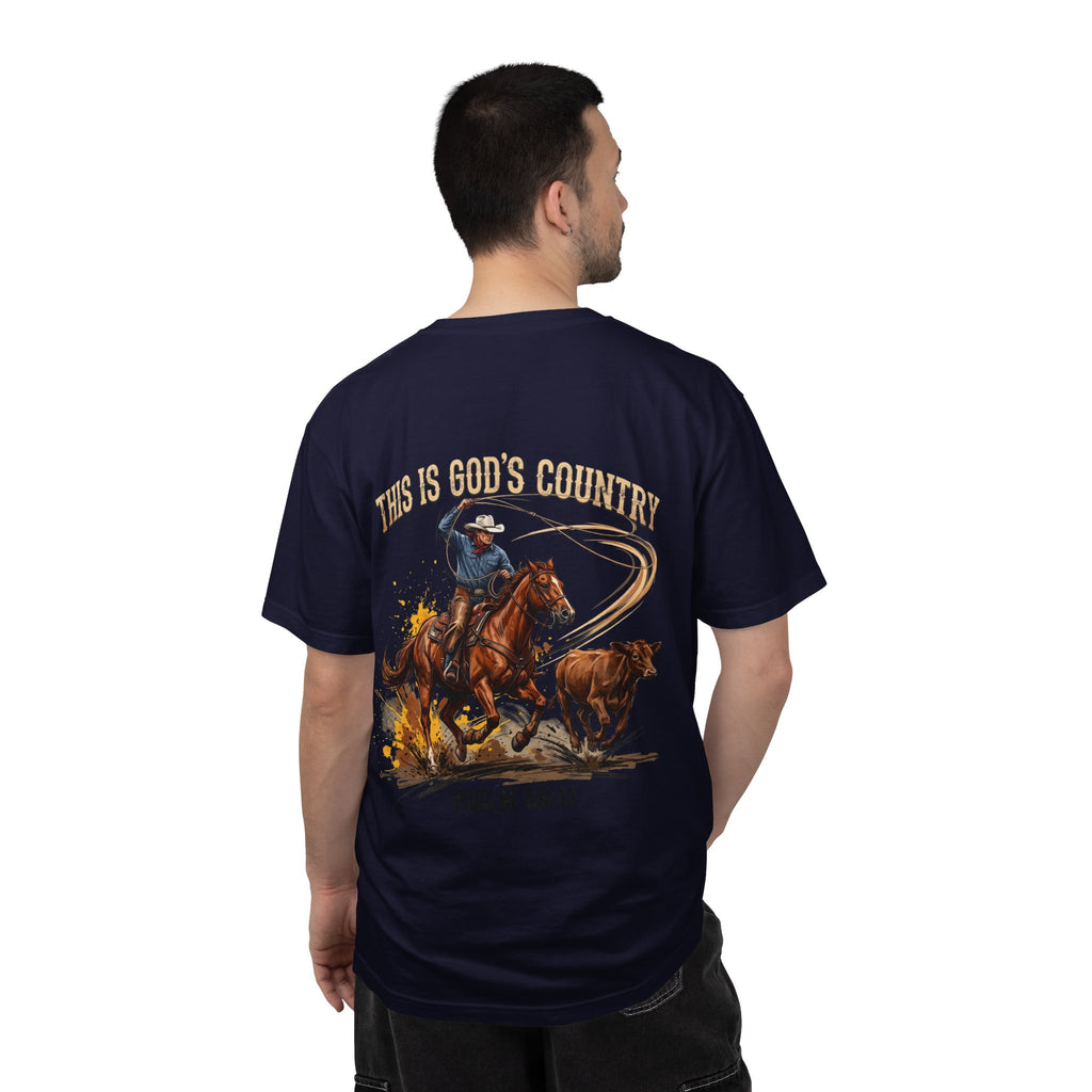 Christian Cowboy T-Shirt — "This Is God's Country" Psalm 96:11 Garment-Dyed Tee
