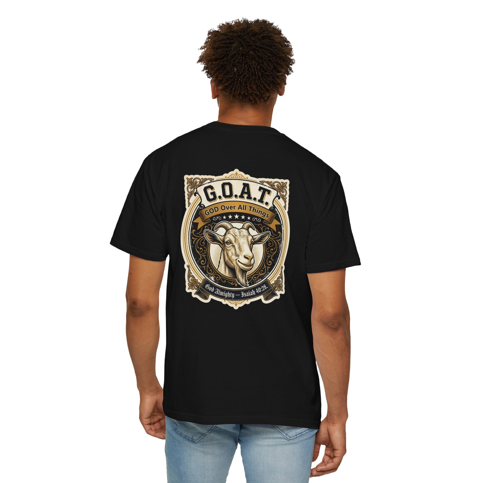 GOAT Graphic T-Shirt — Vintage Three Crosses & Goat Emblem
