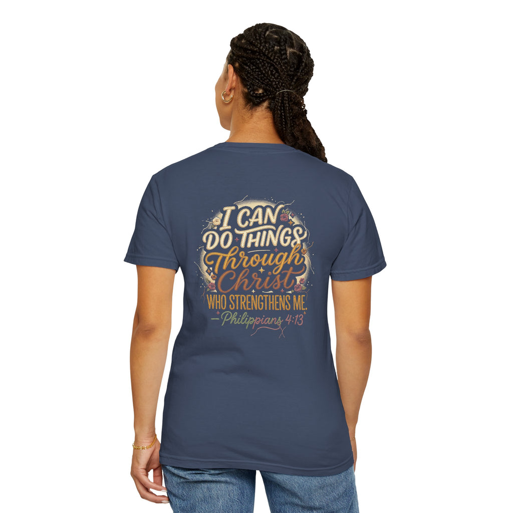 Christian Cross T-Shirt — "I Can Do All Things Through Christ" Inspirational Tee