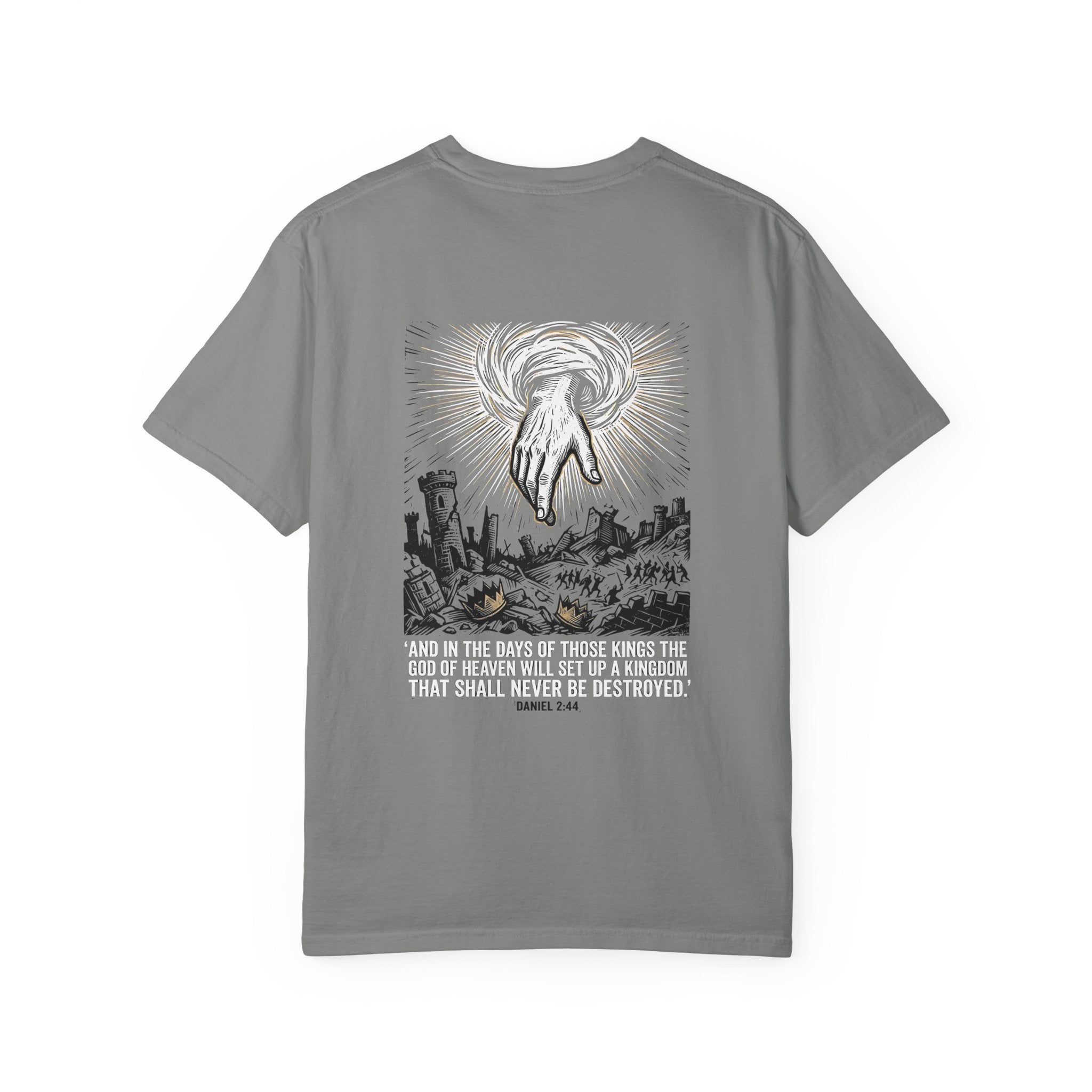 Christian Cross T-Shirt — 'Kingdom That Shall Never Be Destroyed' Graphic Tee