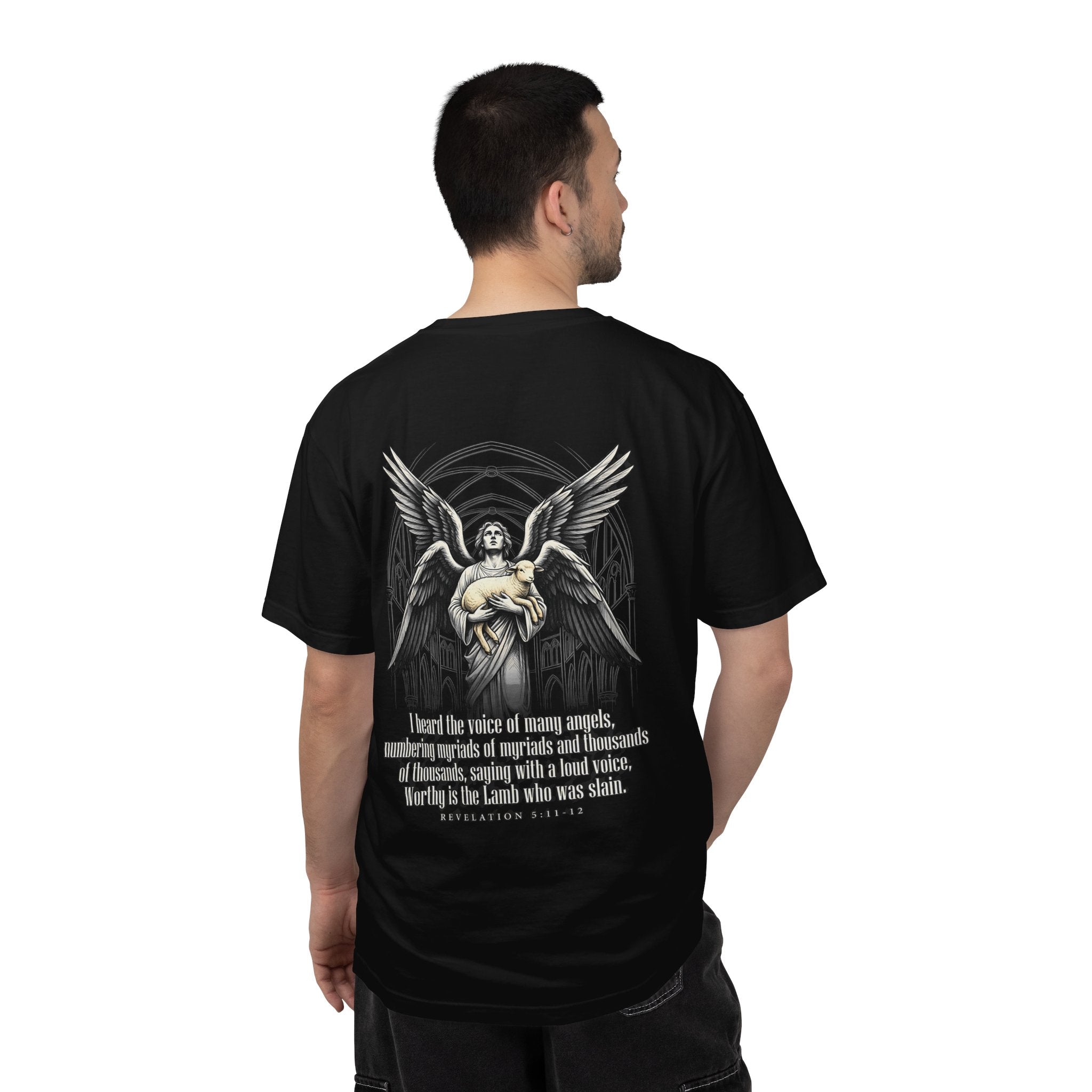 Christian Angel Cross T-Shirt — Inspirational Scripture Back Graphic